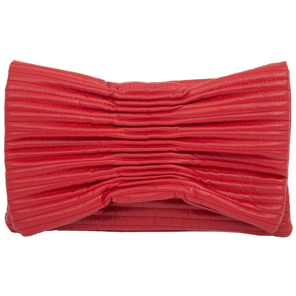 7876 Faux Leather Quilted Envelope Clutch,Red44